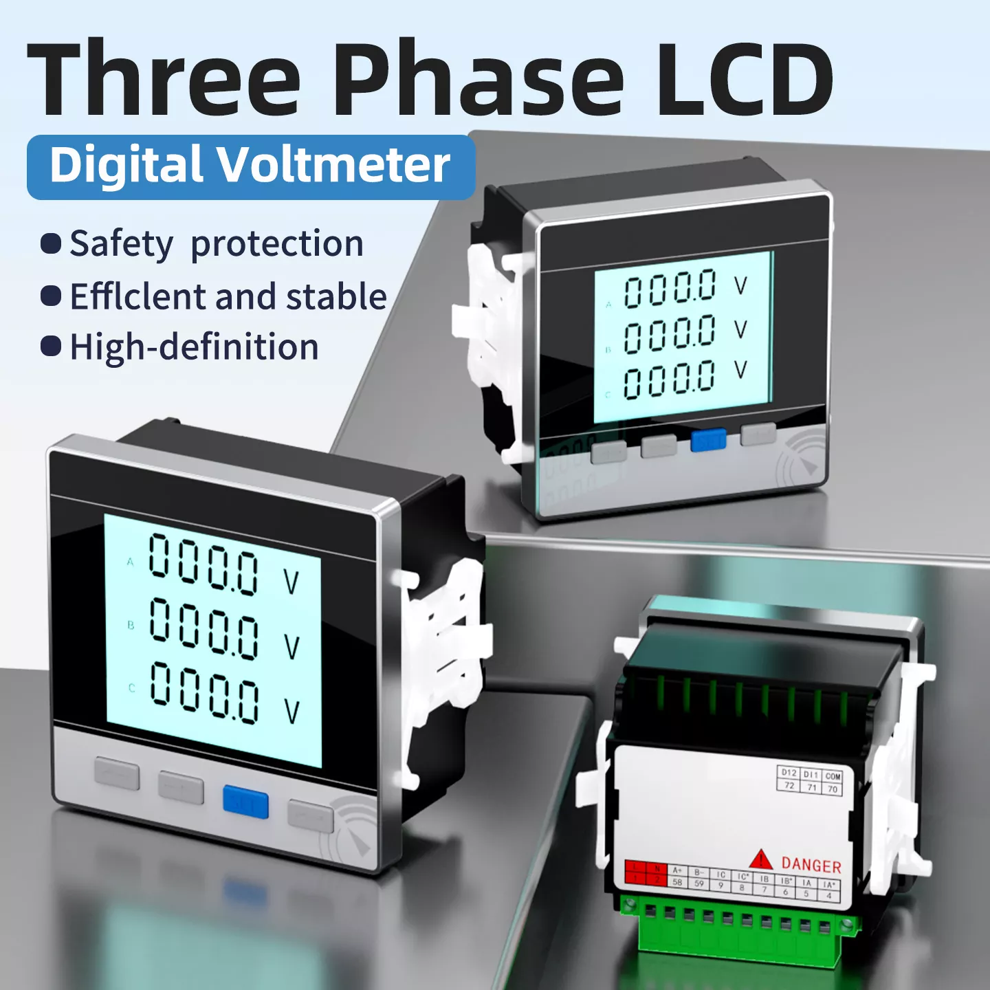 Dreiphasiges LCD-Digitalvoltmeter